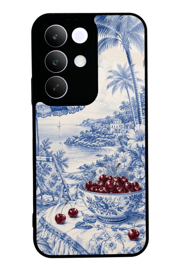 Realme C85 Blue Porcelain Cherry Coast Design Glossy Phone Case
