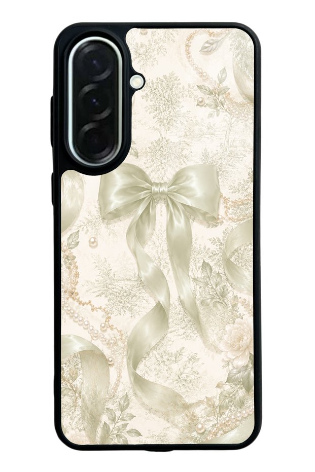 Samsung A37 Ivory Pearl Bow Design Glossy Phone Case