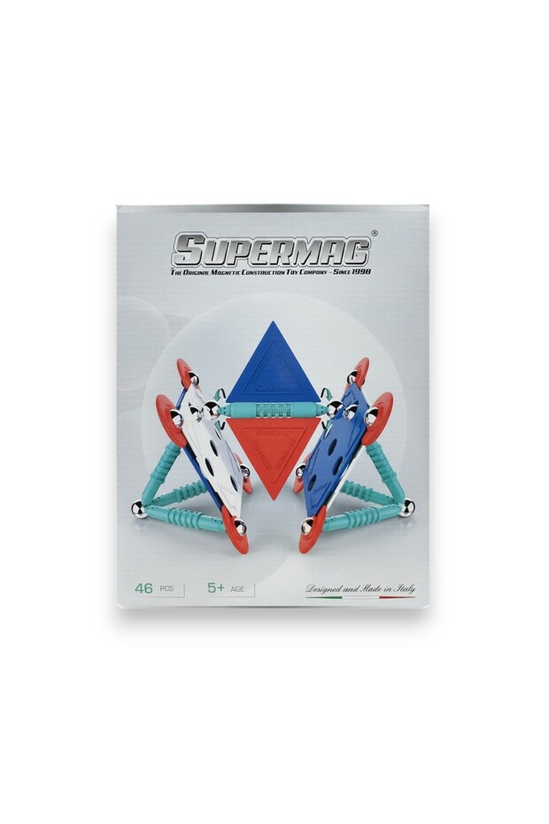 Supermag 46 Piece Magnetic Construction and Geometry Set - Stem Educational Magnetic Toy
