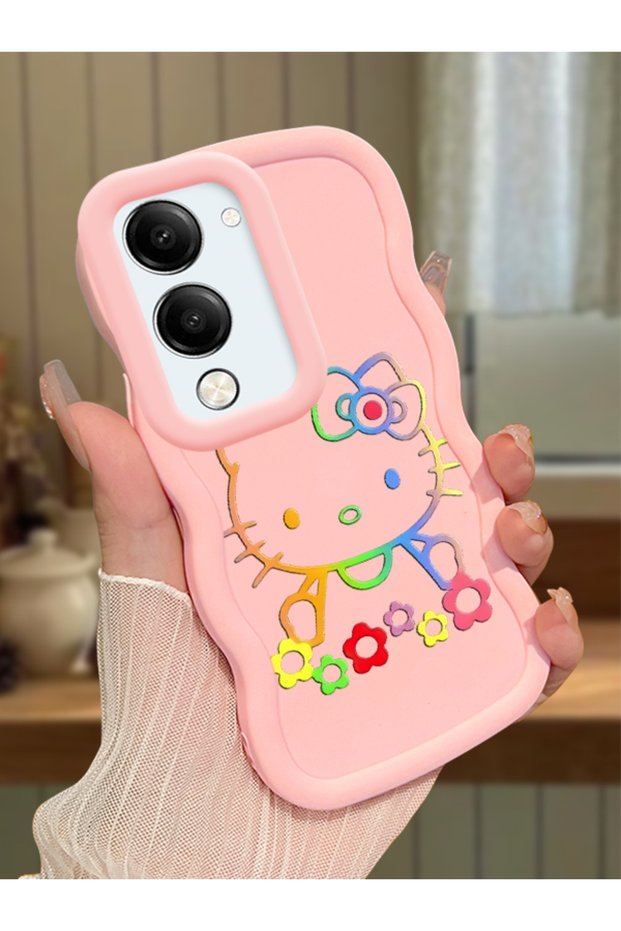Vivo Y19S Gt 5g Compatible Case Camera Protector Pink Silicone Couple Phone Case Kitty Pattern