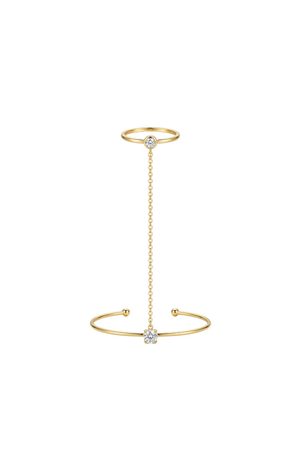 Steel Single Stone Clamp Şahmeran Gold
