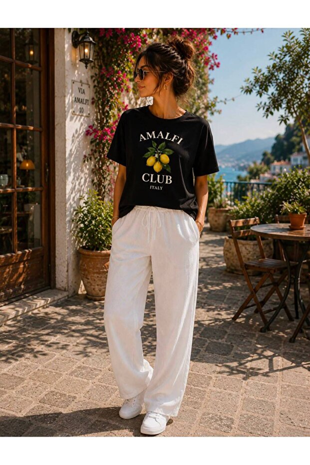 Women's Amalfi Clup Lemon Printed Oversize T-Shirt