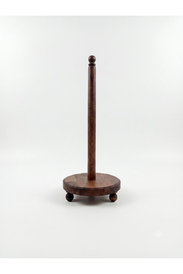 Trend Silver Acacia Wood Paper Towel Holder - Kitchen Roll Towel Stand with Natural Wood Legs - Luxury Countertop Towel Holder