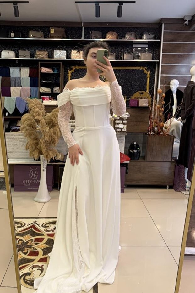 Lace Sleeve Evening Dress