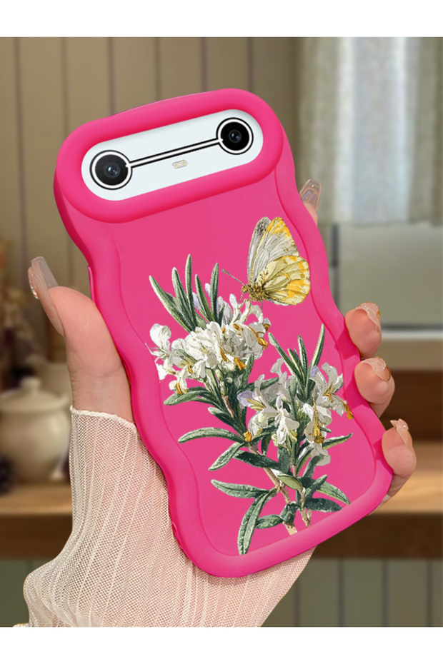 Tecno Spark Slim Compatible Case Camera Protector Red Silicone Couple Phone Case Butterfly Pattern
