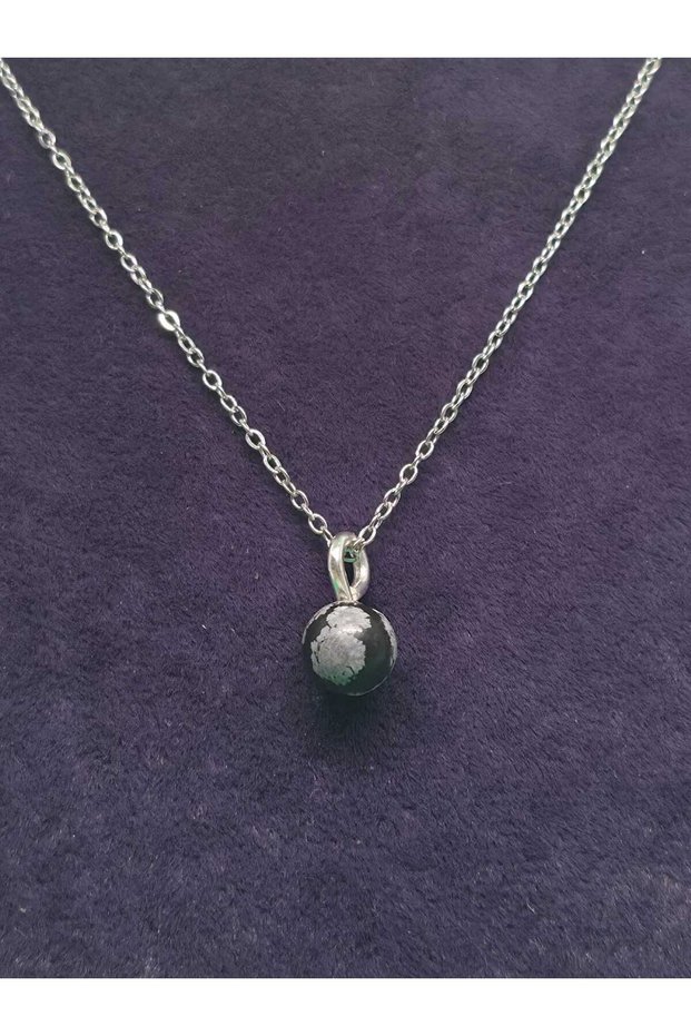 Obsidian Natural Stone Steel Necklace Jewelry Accessory Suitable for Daily Use Minimal Design 4 Mm. Zodiac Stone Symbol of Luck, Abundance, and Blessings