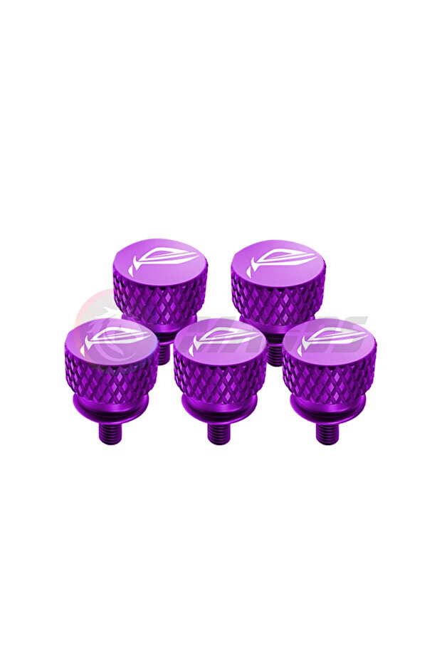 Purple-5Pcs Computer Case Cabinet M3.5 Screws Hand Tighten 6#-32x6 ROG Logo Etching Aluminum Knurled