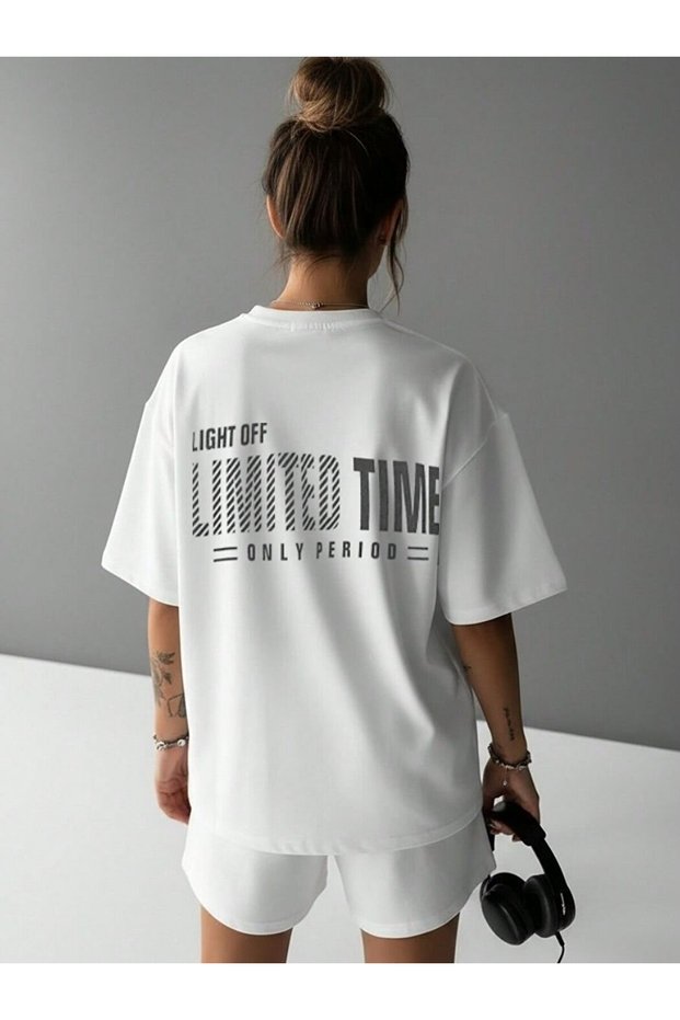 White Limited Time Print 100% Organic Cotton Relaxed Fit Round Neck T-Shirt