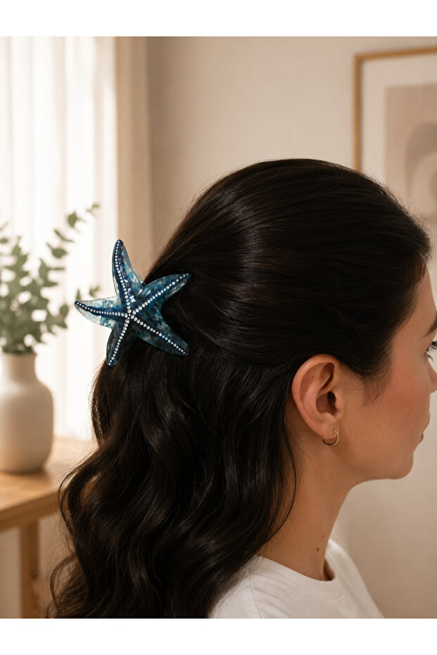 Starfish Patterned Large Size Bone Clip Buckle Women's Hair Clip