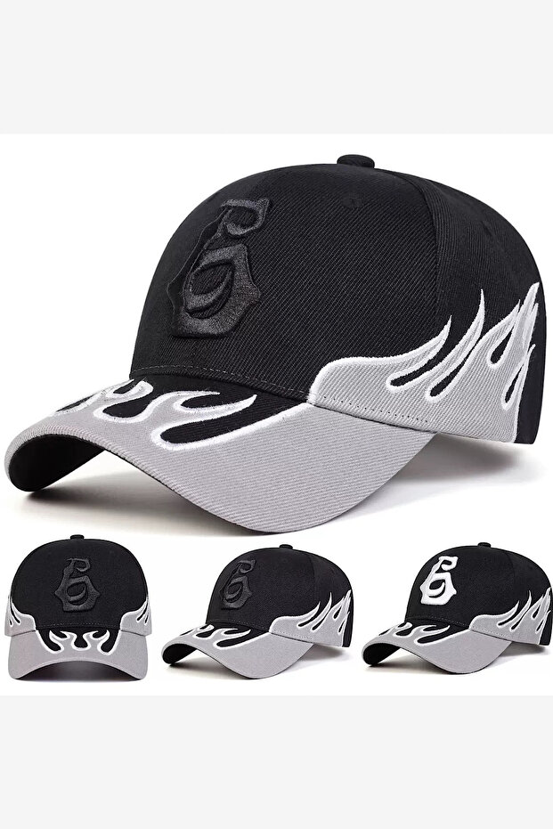 Flame Pattern Hat Adjustable Unisex Baseball Cap Casual Sports Hat