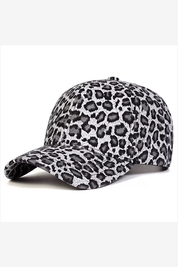 Leopard Pattern Hat Adjustable Unisex Baseball Cap Casual Sports Hat White