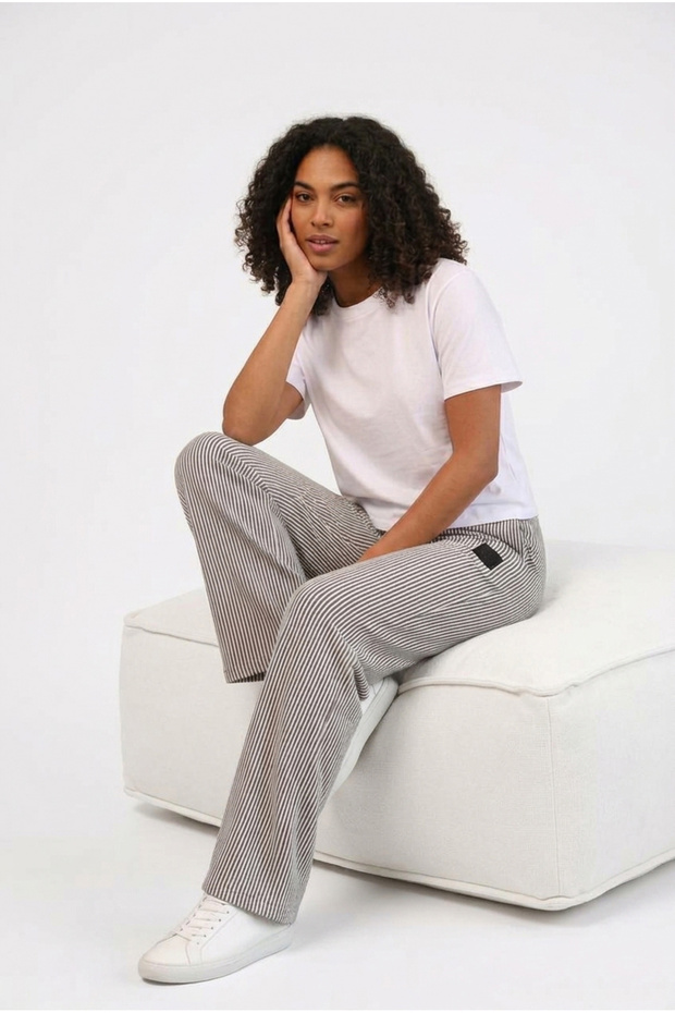 Waterway Patterned Black and White Striped Trousers