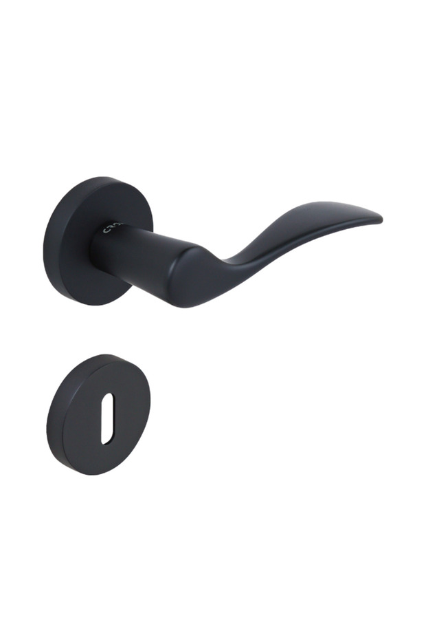 Çebi Oval Luxury Matte Black Rosette Room Door Handle Mp24