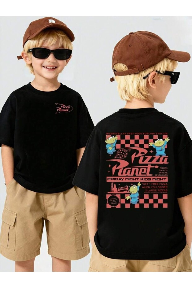 Pizza Planet Printed Crew Neck 100% Cotton Short Sleeve Kids and Teenagers T-Shirt