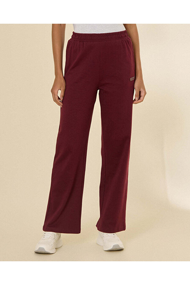Women Burgundy Wide Leg Active Pants