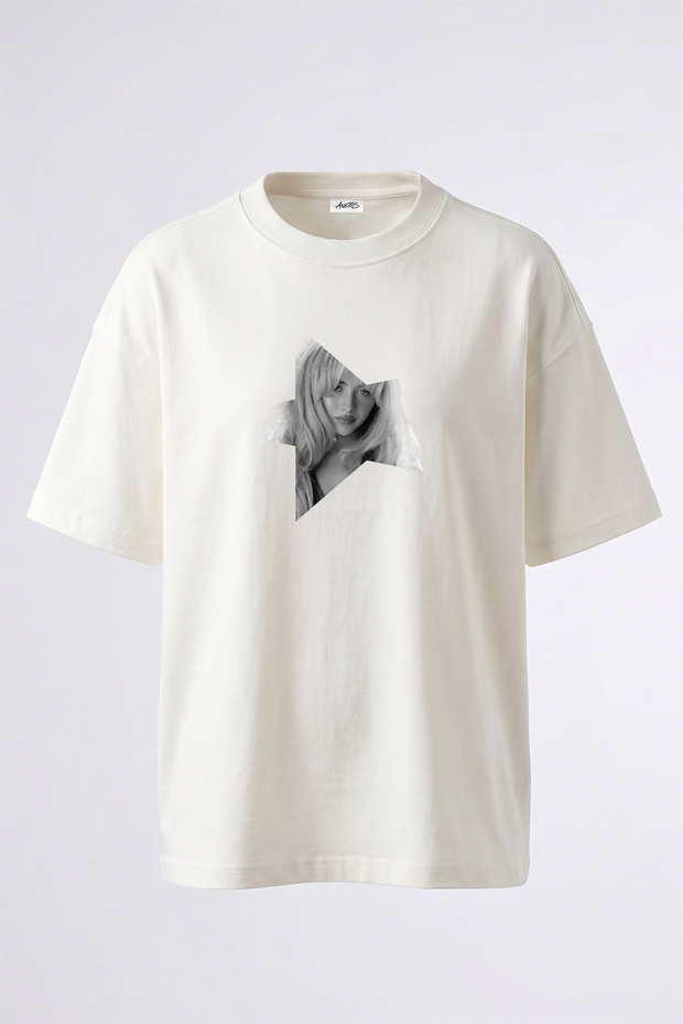 Courtney Love Design Printed Oversize White T-Shirt