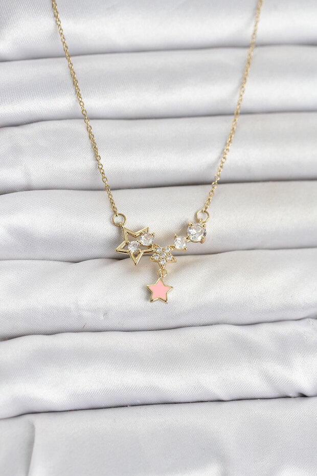 Starry Women's Necklace with Golden Steel Chain for Elegant Necks