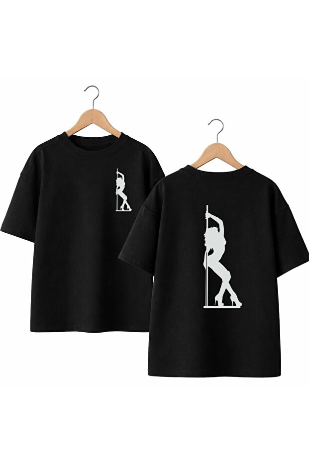 Stpriz Back and Front Chest Printed 100% Cotton Oversize Loose Regular Fit Crew Neck T-Shirt