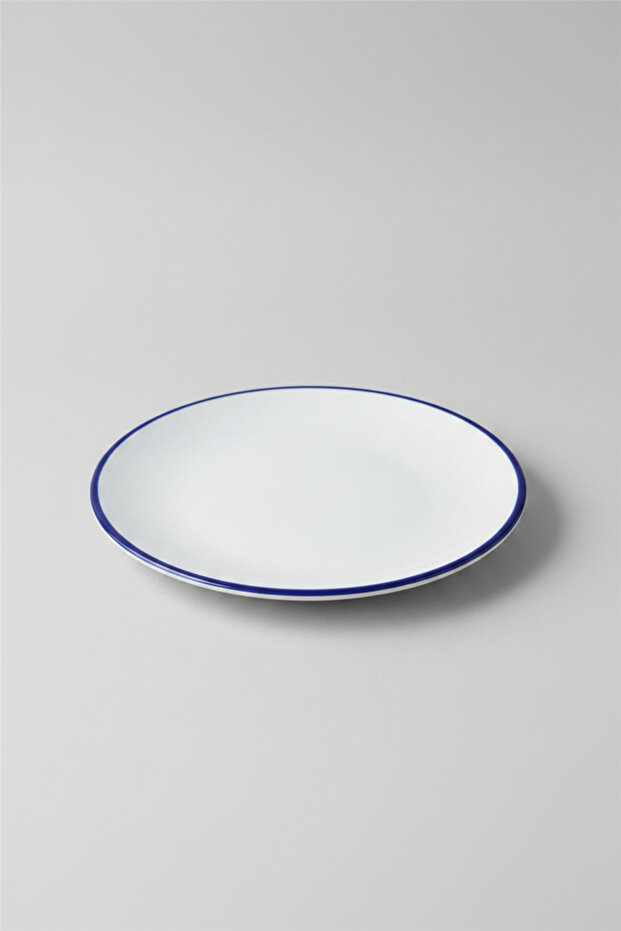 Set of 6 Valencia Serving Plates 25cm Rim Navy Blue