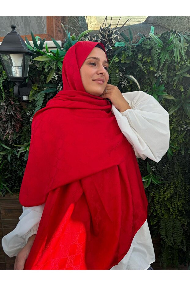 Muadil Jakar Model Cotton Soft Red Shawl for Women
