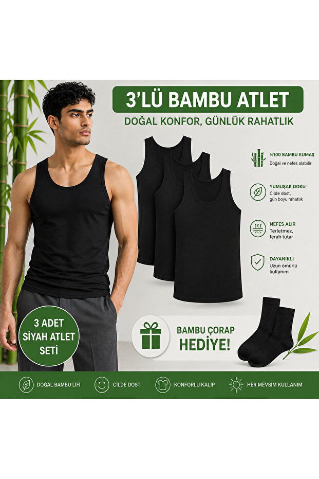 3-Piece Men's White Bamboo Athlete Set + Bamboo Socks Gift | All-Day Freshness and Soft Comfort