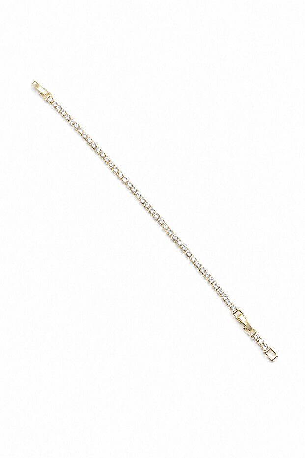 Single Row Xuping Shiny Zircon Stone Large Waterway Bracelet - Gold