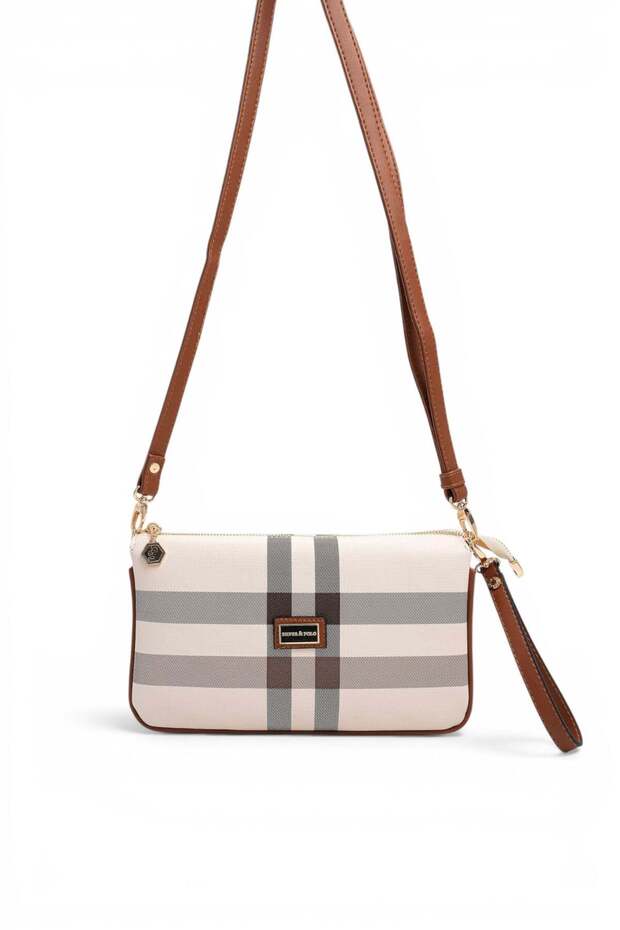 Cream - Tan Plaid Women's Crossbody Bag Sp1291