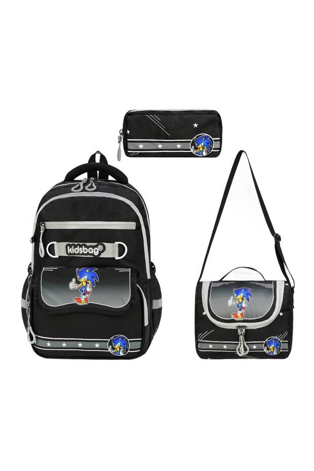 Multi-Compartment'Kids Bags' Orthopedic School Bag, Lunch Bag and Pencil Case 3-Piece School Bag Set