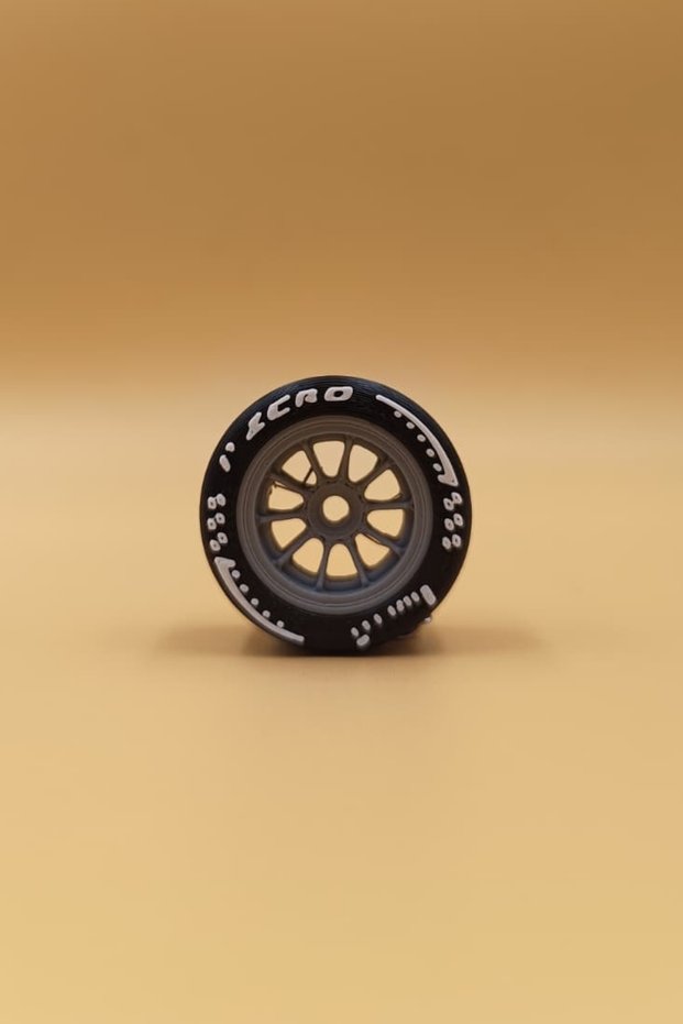 Sports Car Tire and Wheel Rim Figured Keychain - Bag Ornament Charm