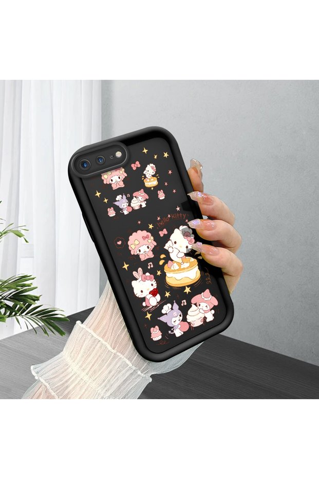 Black Silicone Case Compatible with iPhone 7 Plus/8 Plus, Shockproof with Camera Protection