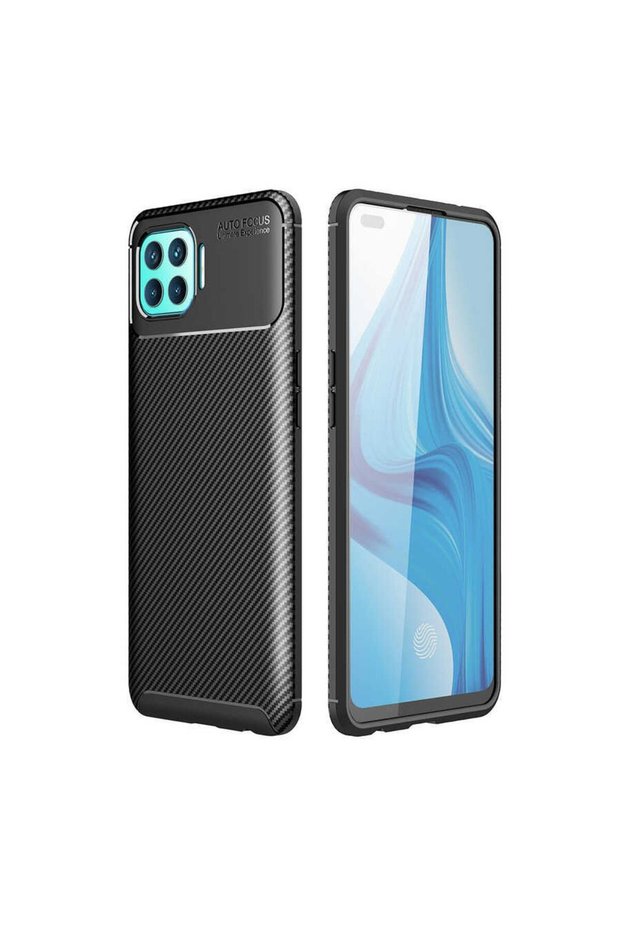 Case Carbon Design Negro Cover For Oppo Reno 4 Lite Cell Phone