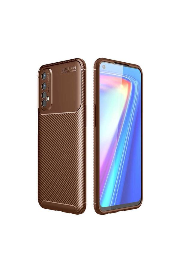 حافظة بتصميم كربوني غطاء زنجي متوافق مع هاتف Realme 7