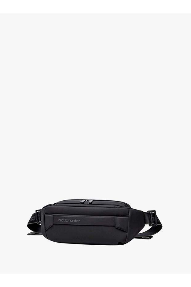 Unisex Small Cross Body Waist Pouch with Adjustable Buckle PU Coated Watter Resistant Shoulder bag for Men and Women on Travel Hiking, YB00043, Black