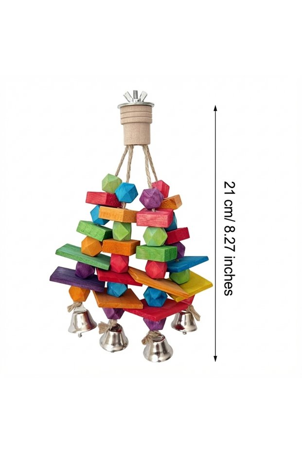 As shown Interactive Parrot Chew Toy Cotton Rope Wood Blocks Colorful Beads Hanging Bird Cage Enrich