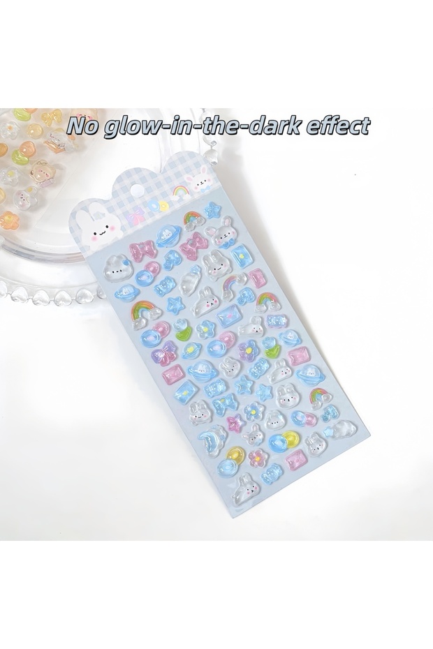 1Pc Blue Two Types of 3D Embossed Stickers: Luminous/Non-Luminous, Cartoon Stickers, Phone Case Deco