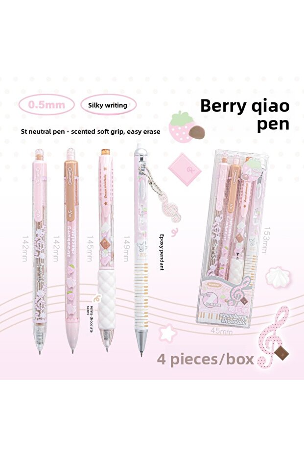 ZXB661-pink Strawberry Chocolate 0.5mm Ballpoint Pen Cute Student Click Pen for Brushing Questions