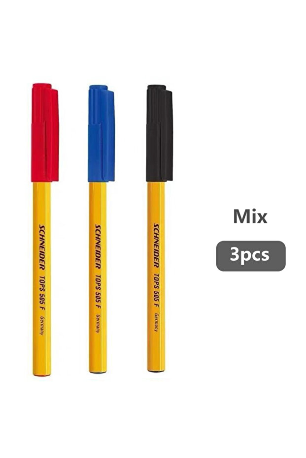 3pcs Mix 3pcs German Schneider Ballpoint Pens 505F 0.5mm for Writing Office Large Capacity Black Red