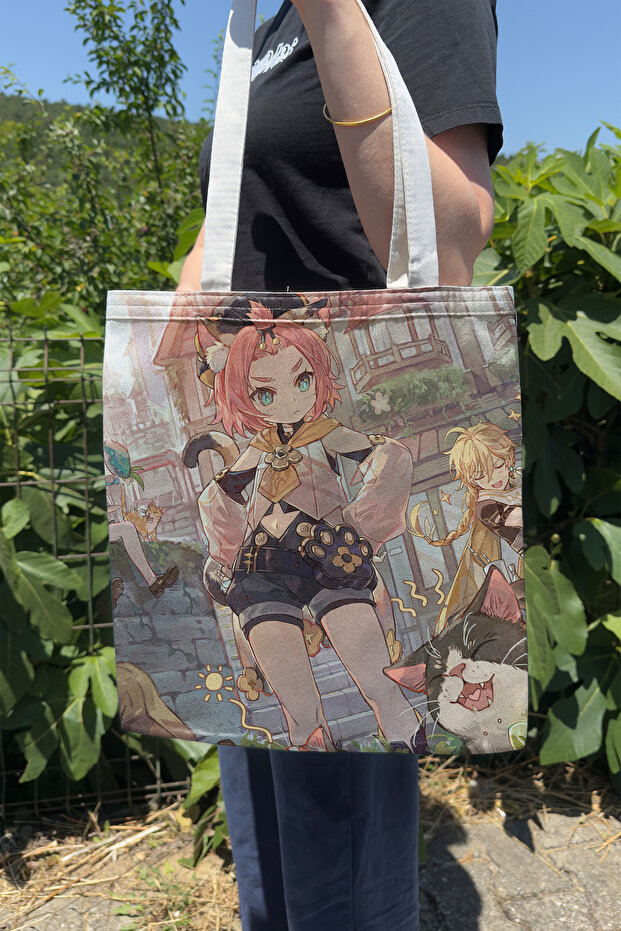 Diona Genshin Impact V1 Double-Sided Canvas Print Tote Bag Anime Bag