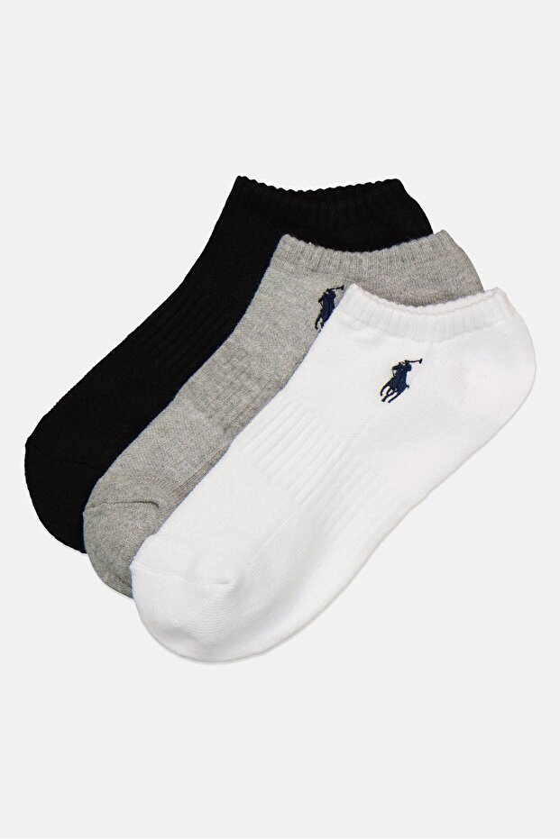 Men 6 Pairs Embroidered Logo Low Cut Socks, Multicolor