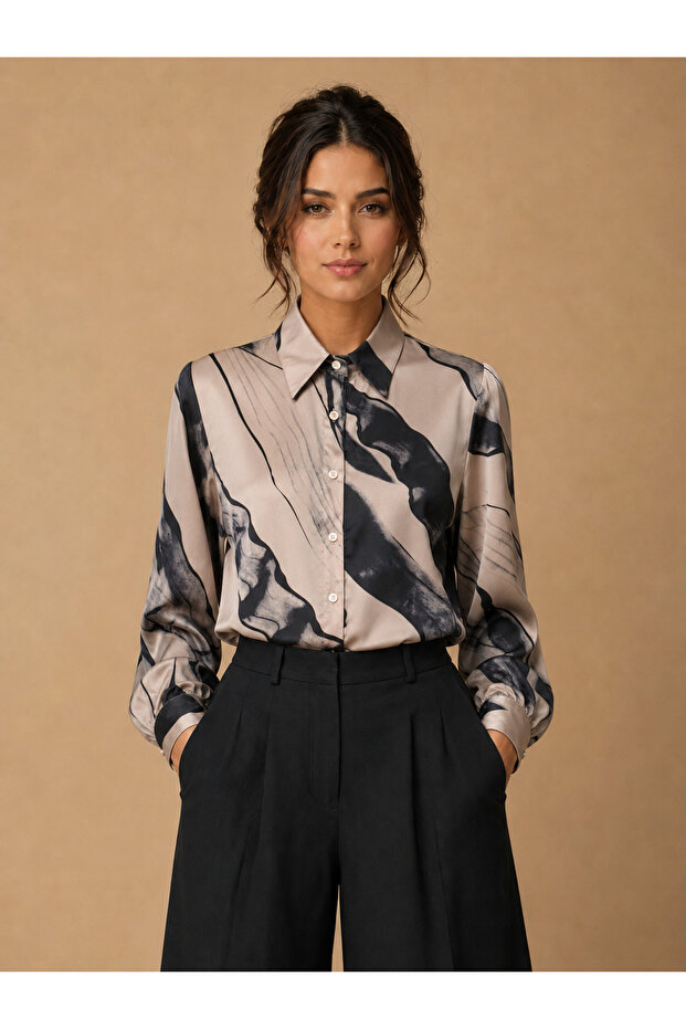 Elegant Abstract Print Blouse by Ora