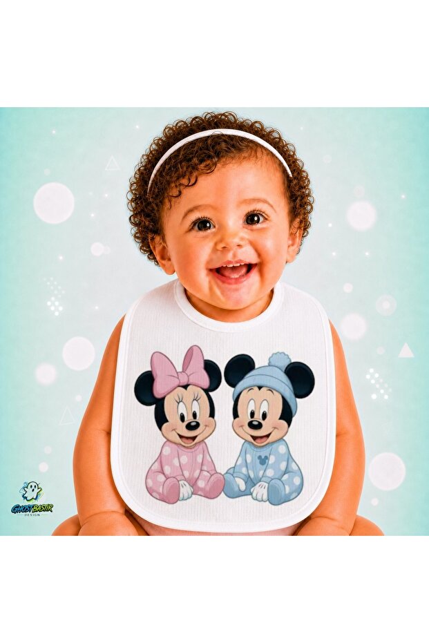 Mickey Mouse Linen Baby Bib – Soft, Absorbent, Washable, Special Design P135