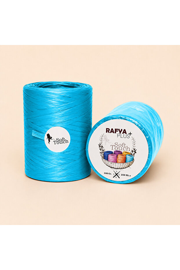Bodrum Blue Bag Rope - Raffia Rope - 250m Natural Looking Soft Raffia Knitting Rope - Soft, Durable, Sturdy