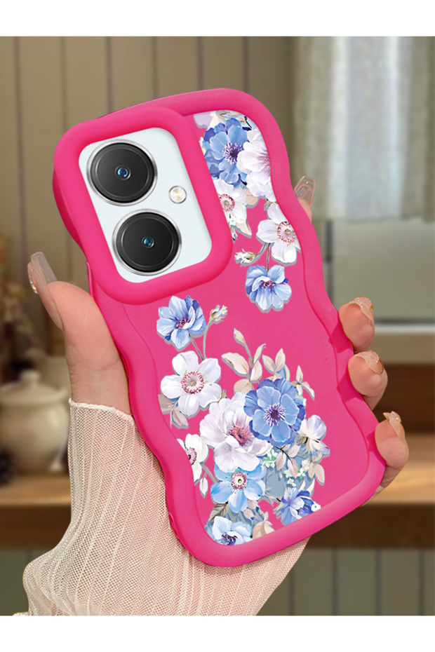 Vivo Y27 Compatible Case Camera Protector Red Silicone Couple Phone Case Flower Pattern