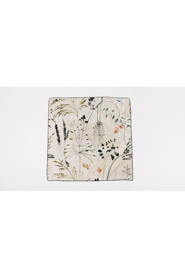 Makiteks Navy Blue Ribbed 63X36 cm Nature Flowers Patterned Decorator Square Throw Pillow Cover / Cushion Cover