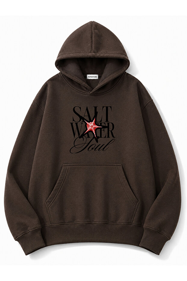 Salt Water Printed Hooded 2 Thread Threaded Sweatshirt