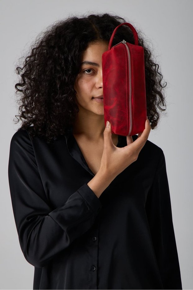 Red Crazy Leather Unisex Handbag