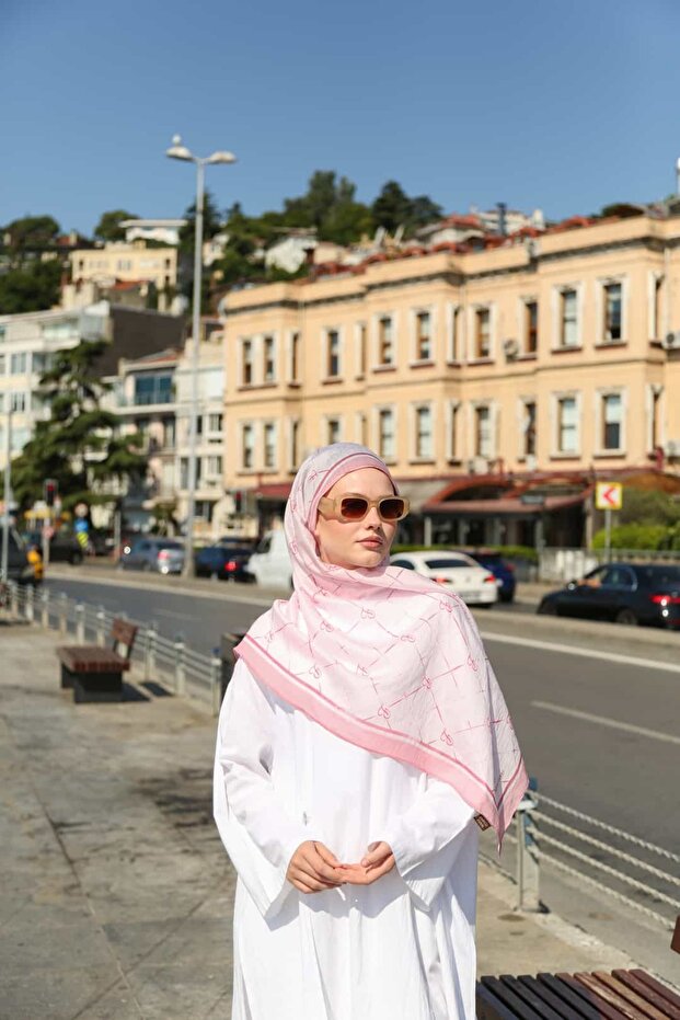 Allure Linea Patterned Tencel Shawl - Powder