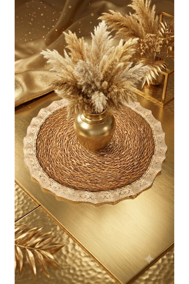 Wicker Bamboo Kopanak Lace Supla Coffee Table & Table Top Decorative Home Cafe Lobby Presentation Stand 1 Pc