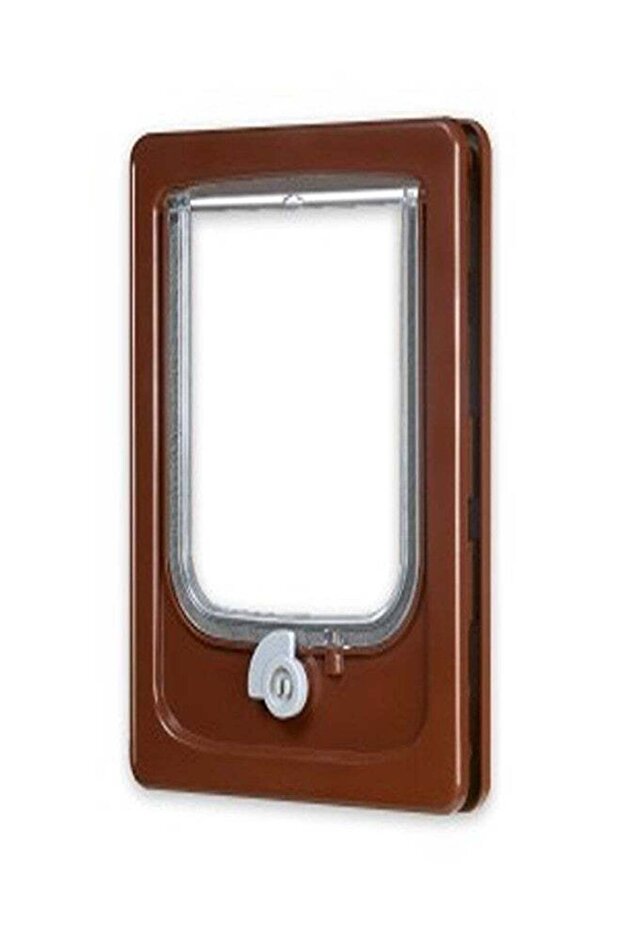 Cat-flap for Wooden Door - 2 Position Brown