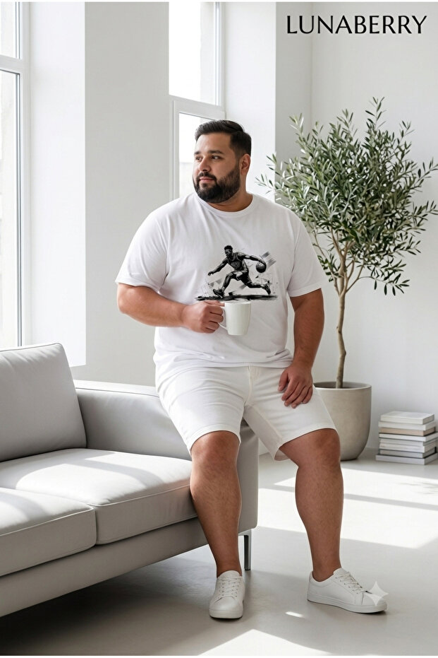 Men's White Basketball Comfortable Fit Tshirt